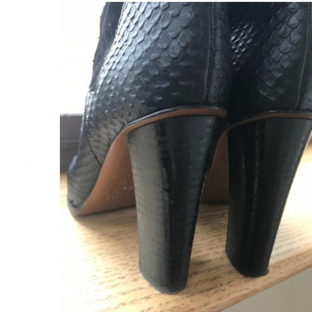 Vince Black Python Embossed Leather And Suede Boo… - image 8